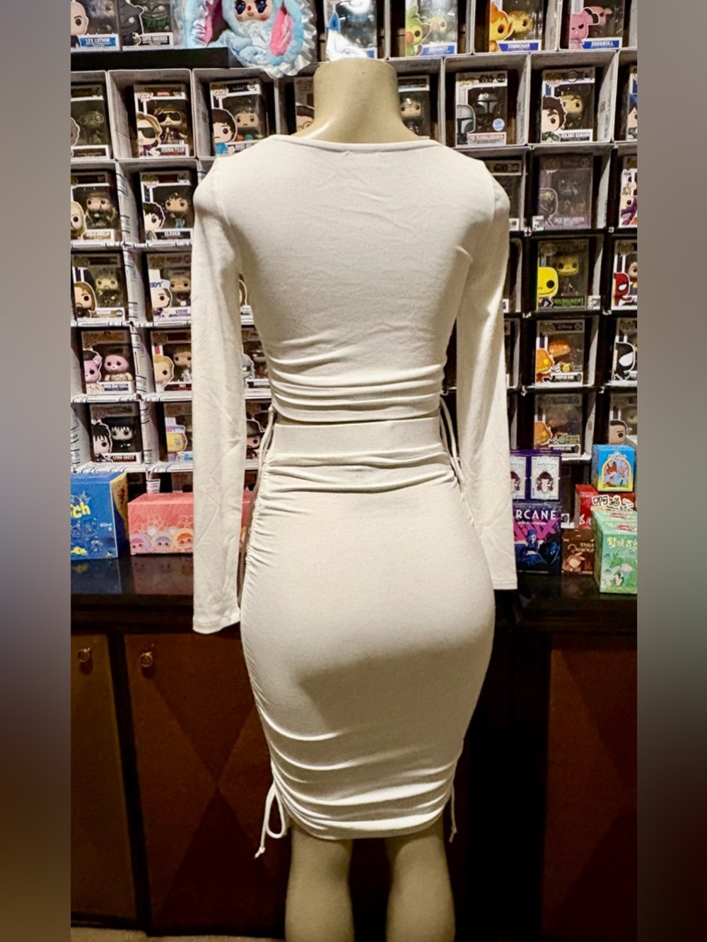 White Ruched Two-Piece Set - Picture 2 of 8